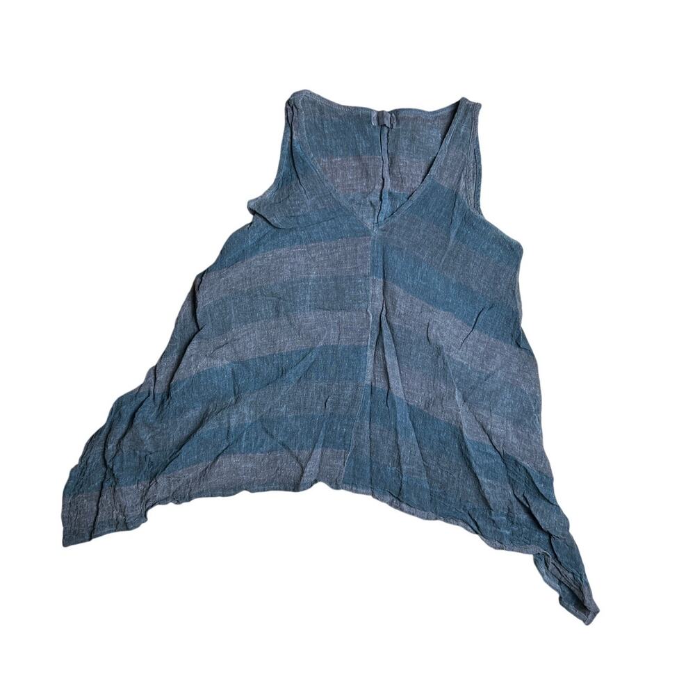Luukaa Blue/Gray Stripe Boho Women Tank Top Size 6